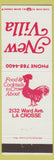 Matchbook Cover - New Villa Restaurant LaCrosse WI rooster