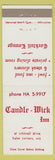 Matchbook Cover - Candle Wick Inn Hales Corners WI