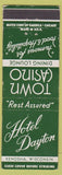 Matchbook Cover - Hotel Dayton Kenosha WI Town Casino #2