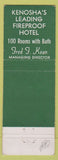 Matchbook Cover - Hotel Dayton Kenosha WI Town Casino #2