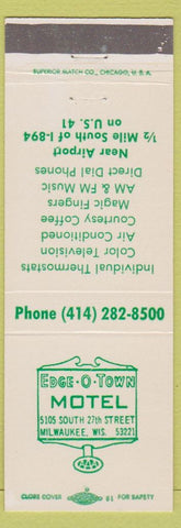 Matchbook Cover - Edge O Town Motel Milwaukee WI