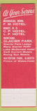 Matchbook Cover - Knutson Hotels  Moorhead MN Minot ND Glacier Park MT