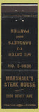Matchbook Cover - Marshall's Steak House NO TOWN WEAR