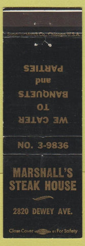 Matchbook Cover - Marshall's Steak House NO TOWN WEAR