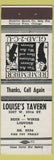 Matchbook Cover - Louise's Tavern NO TOWN
