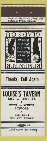 Matchbook Cover - Louise's Tavern NO TOWN