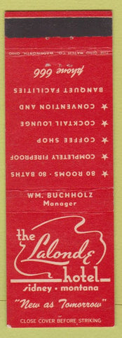 Matchbook Cover - Lalonde Hotel Sidney MT low phone #