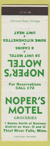 Matchbook Cover - Noper's Motel Thief River Falls MN
