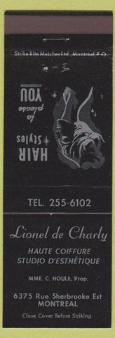Matchbook Cover - Lionel De Charly Beauty Salon Montreal QC girlie