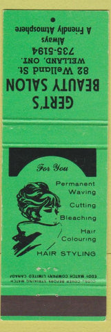 Matchbook Cover - Gert's Beauty Salon Welland ON girlie