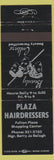 Matchbook Cover - Plaza Hairdressers  Salon NO TOWN