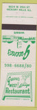 Matchbook Cover - Greene's West Restaurant Lounge Hickory Hills IL