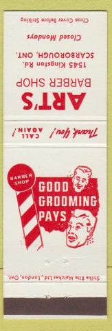 Matchbook Cover - Art's Barber Shop Scarborough ON