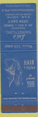Matchbook Cover - Lui's Salon girlie Winnipeg MB