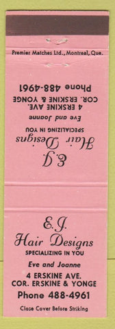 Matchbook Cover - EJ Hair Salon Toronto ON