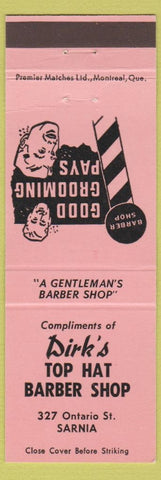 Matchbook Cover - Dirk's Top Hat Barber Shop Sarnia ON