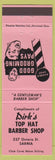 Matchbook Cover - Dirk's Top Hat Barber Shop Sarnia ON