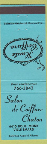 Matchbook Cover - Salon de Coiffure Chaton Ville Emard Montreal QC