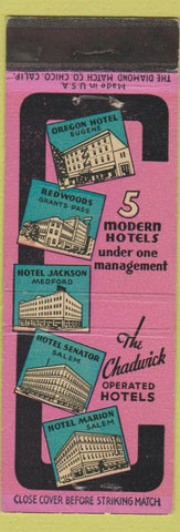 Matchbook Cover - Chadwick Hotles Salem Medford Eugene Grants Pass OR