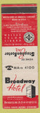 Matchbook Cover - Broadway Hotel Cincinnati OH WEAR