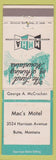 Matchbook Cover - Mac's Motel Butte MT