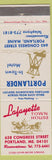 Matchbook Cover - Portlander Motel Lafayette Town House Portland ME