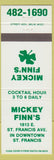 Matchbook Cover - Mickey Finn's St Francis WI