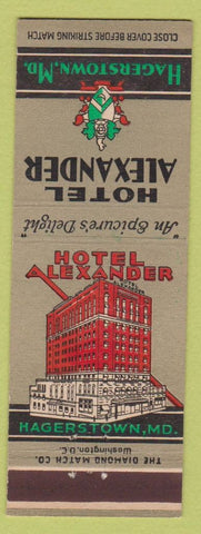 Matchbook Cover - Hotel Alexander Hagerstown MD