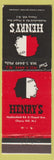 Matchbook Cover - Henry's Cherry Hill NJ