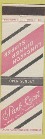 Matchbook Cover - Park Crest Camden NJ restaurant