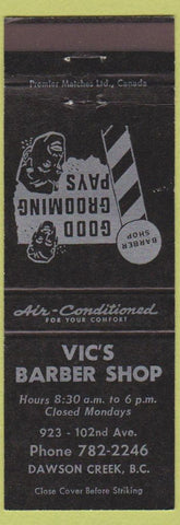 Matchbook Cover - Vic's Barber Shop Dawson Creek BC