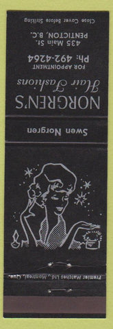 Matchbook Cover - Norgren's Hair Salon girlie Penticton BC