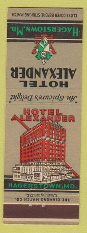 Matchbook Cover - Hotel Alexander Hagerstown MD