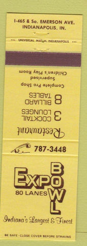 Matchbook Cover - Expo Bowling Indinapolis IN billiards