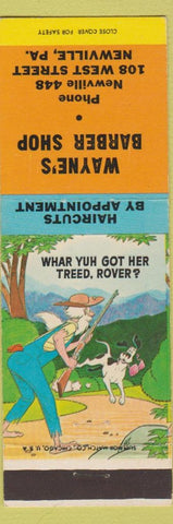 Matchbook Cover - Wayne's Barber Shop Newville PA hillbilly