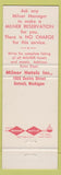 Matchbook Cover - Milner Hotels Detroit MI