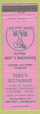 Matchbook Cover - Tobie's Restaurant Hinckley MN