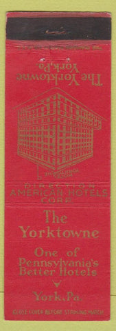 Matchbook Cover - Yorktowne Hotel York PA