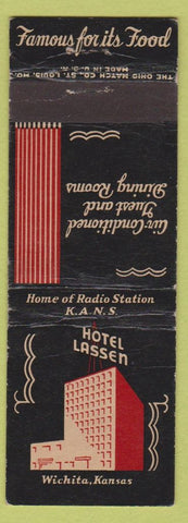 Matchbook Cover - Hotel Lassen Wichita KS Radio KANS WEAR