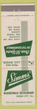 Matchbook Cover - Simms' Boardwalk Restaurant Ocean City NJ white
