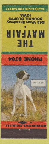 Matchbook Cover - The Mayfair Council Bluffs IA Pointer Dog