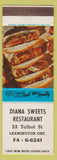 Matchbook Cover - Diana Sweets Restaurant Leamington ON hot dogs