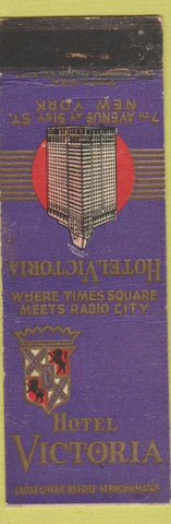 Matchbook Cover - Hotel Victoria New York City