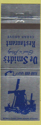 Matchbook Cover - De Smidt's Restaurant Cedar Grove WI