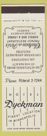 Matchbook Cover - Hotel Dyckman Minneapolis MN
