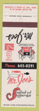 Matchbook Cover - Mr Joe's Restaurant ST Paul MN