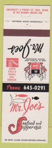 Matchbook Cover - Mr Joe's Restaurant ST Paul MN