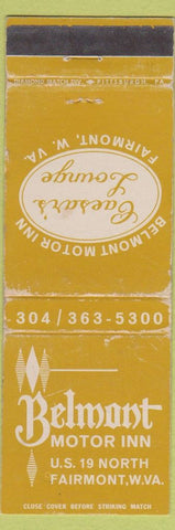 Matchbook Cover - Belmont Motor Inn Fairmont WV WEAR