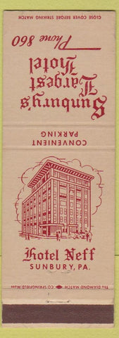 Matchbook Cover - Hotel Neff Sunbury PA