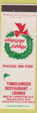 Matchbook Cover - Tanglewood Restaurant Milwaukee WI Christmas